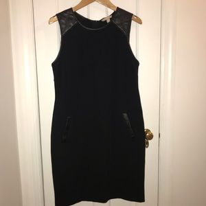 Banana Republic sheath dress faux leather detail
